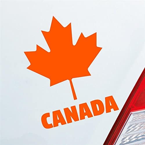Hellweg Druckerei Auto Aufkleber Kanada Canada Ahornblatt Maple Leaf Urlaub Car 10x13 cm Orange Sticker Heckscheibenaufkleber