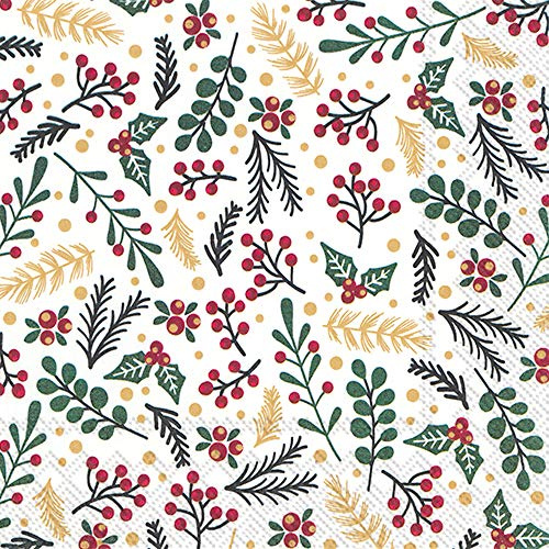 Boston International IHR Papierservietten, 3-lagig, 16,5 x 16,5 cm, Natur Winter