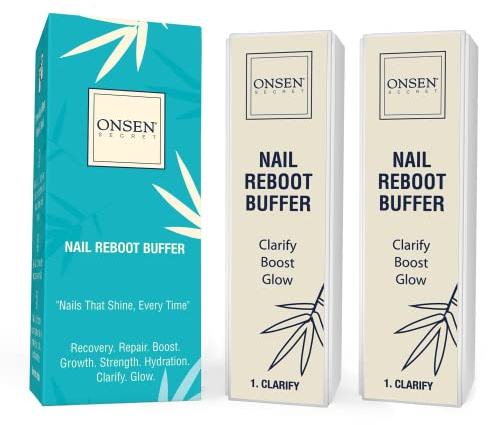 Onsen Secret Professional Nail Buffer, Ultimate Shine Nail Buffing Block With 3 Way Buffing Methods, Smooth & Shine After Onsen Nail Filer, Purse Size Manicure Tools for Optimum Nail Care (Pack of 2)