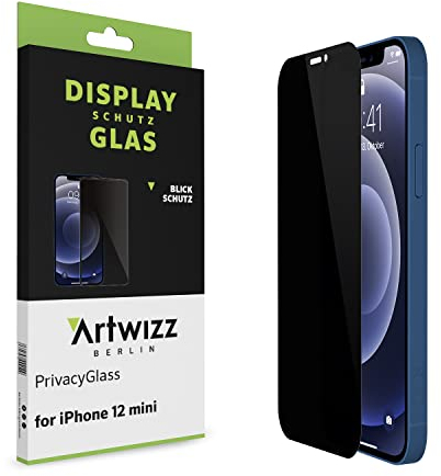 Artwizz PrivacyGlass Schutzglas kompatibel mit iPhone 12 Mini - Displayschutz mit Anti-Spy-/Blickschutz-Funktion, Hüllenfreundlich, 9H Stärke