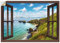 ARTland Wanddeko Wandtattoo selbstklebende Vinylfolie 100x70 cm Querformat Fensterblick Landschaft Strand Meer Küste Natur Felsen U1TW