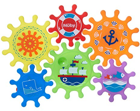 Nuby Bath Cogs Baby Badespielzeug - leuchtende Farben | BPA-frei | einfache Montage | Geeignet für 12 Monate