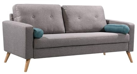 Vente-unique-Sofa 3-Sitzer - Stoff - Grau - Tatum