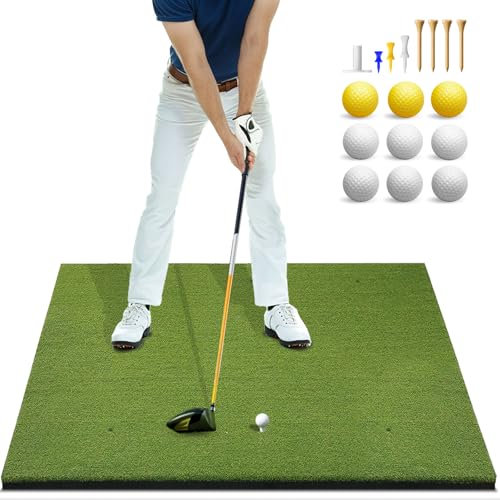 Bltend Golf Mat: 5x4ft Golf Hitting Mats Practice Outdoor/Indoor, Elite Dense Artificial Turf Matt Training Aid for Backyard/Garage/Driving Range/Simulators, Ideal Golfer Gifts for Men (21mm