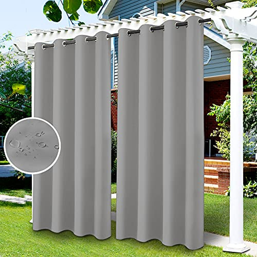 Cortinas de Exterior, Cortinas Opacas, Resistentes al Agua, Cortina Exterior, para Porche, Pérgola, Patio, Puerta Corrediza/Cenador (1 PCS / 254 X 213cm, Gris Oscuro)