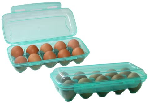 Eierbehälter für 10 Eier, Aufbewahrungsbox, aus BPA- freiem Kunststoff, für Kühlschrank und Transport, transparent, stapelbar, pflegeleicht, Verschluss mit Deckel, Eierbox, Eierablage, Eierhalter