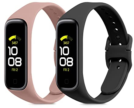 kwmobile 2x Cinturino TPU Silicone Fibbia Compatibile con Samsung Galaxy Fit 2 Cinturino - Cinturini 14-21,6 cm