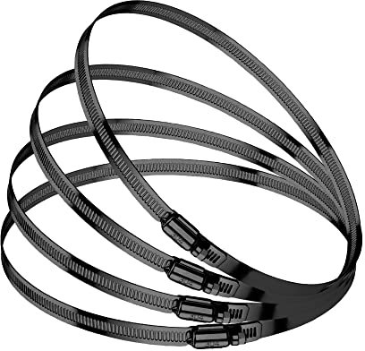 BOTTEN Schlauchschellen, Schwarz, 155–178 mm, 304 Schlauchschellen, Edelstahl, verstellbare Schneckengetriebe, Schlauchschellen, Sortiment, Kühlerschlauchschellen, Kraftstoffleitungsschellen, 4 Stück
