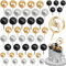 46 Stück Tortendeko Kugeln, Schwarz und Gold Kuchen Schaumkugeln Cupcake Topper, Happy Birthday Cake Topper DIY Tortendeko Hochzeit für Hochzeit Hochzeitstag Geburtstag Babyparty