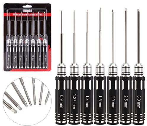 INJORA RC Herramienta de Destornillador 7PCS,Herramientas Reparación de Coches RC,Juego de Destornilladores Allen Hexagonales para RC Modelo Coche Drone Barco