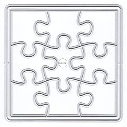 DzIxY Quadratische Puzzle-Metall-Stanzformen für Kartenherstellung, Prägepapier, Stanzformen, Sets, Fotoalbum, Scrapbooking, Kunst, Handwerk, Schablonen, Aufbewahrungstaschen für Weihnachten,