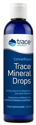 Trace Minerals ConcenTrace Tropfen | 72+ Mineralien, ionisches flüssiges Magnesium, Chlorid, Kalium | Niedriger Natriumgehalt | Energie, Elektrolyte, Hydratation (237 ml)