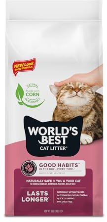 WORLD'S BEST CAT LITTER Good Habits Attractant Cat Litter, 8-Pounds - Natural Plant-Based Attractant, Quick Clumping, 99% Dust Free & Made in USA - Ideal for Training with Outstanding Odor Control