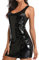 HDE Damen-Minikleid aus Latex, figurbetont, sexy, Club-Kleid für Damen, Schwarz, X-Klein
