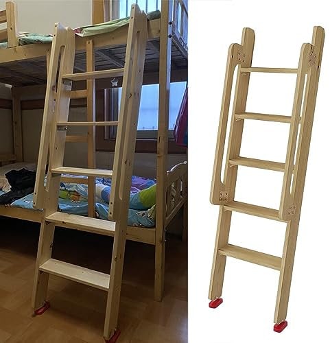Wooden Climb Step Ladder for Library & School, Floor Standing Household Bunk Bed Ladder with Safety Handrail, RV Interior Anti-Slip Bed Ladder (Size : 150cm(59))