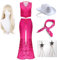 Yanny Bar-bie Ken Cosplay Cowboy Jacket Uniform Margot Robbie Costume Pink Jumpsuit Flare Pant Halloween Outfit (Rosa 1 + Perücke, Large)
