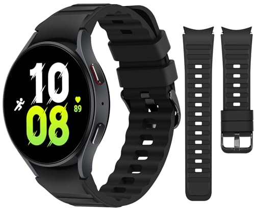 Tasikar Armbänder Kompatibel mit Samsung Galaxy Watch 7/6/5/4 Armband 40mm 44mm/Watch 6 Classic 43mm 47mm/5 Pro/4 Classic Weich Silikon Uhrenarmband für Herren Damen, Schwarz