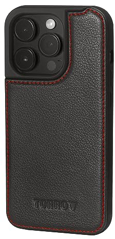 TORRO Leather Case Compatible with iPhone 15 Pro – Premium Leather Bumper Case - Black