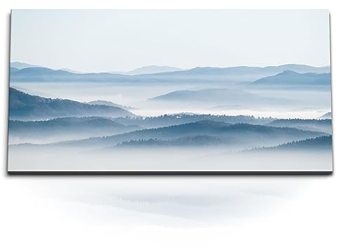 Paul Sinus Kunstdruck Bilder 120x60cm Blaue Berge Hellblau Berglandschaft Nebel