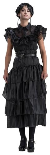 Chaks Kostüm Wednesday für Damen | Ballkleid Rabenball Schwarz - Addams Family XS