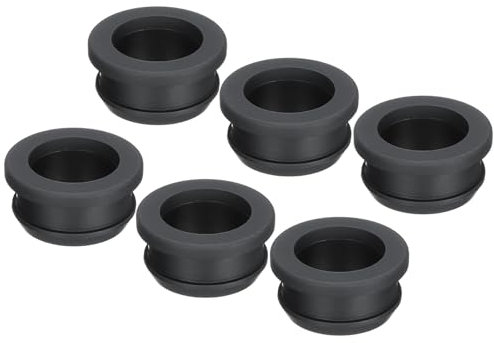 sourcing map 6Pcs Snap Rubber Grommet Plug Mount Dia 25mm ID 20mm Seal Anti-Scratch for Electrical Box Cable Pipe Black