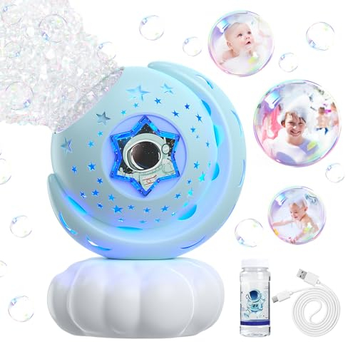 Kid Odyssey Badewannenspielzeug Baby, wiederaufladbares Badespielzeug ab 1 2 3 4 Jahr, Seifenblasenmaschine für Kinder, Schaummaschine Badewannen Spielzeug, Baby Wasserspielzeug Kinder, Blau