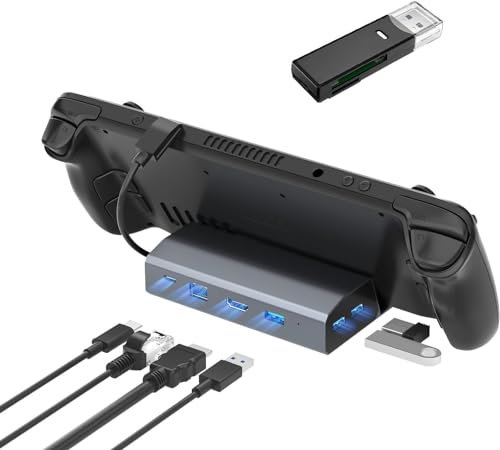 YABOANG Docking Station per Steam Deck, 6-in-1 Aluminium USB C Dock con Sedile più Largo Aggiornato, HDMI 4K@60Hz, Tre USB 3.0, Gigabit Ethernet, Carica Rapida PD da 100W per Valve Steam