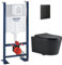 WC colgante Pack completo Accesorios – Pack WC Grohe Basti-support Grohe Rapid SL, WC SAT sin brida negro mate, tapa softclose, placa negra mate, inodoro, inodoro inodoro, inodoro