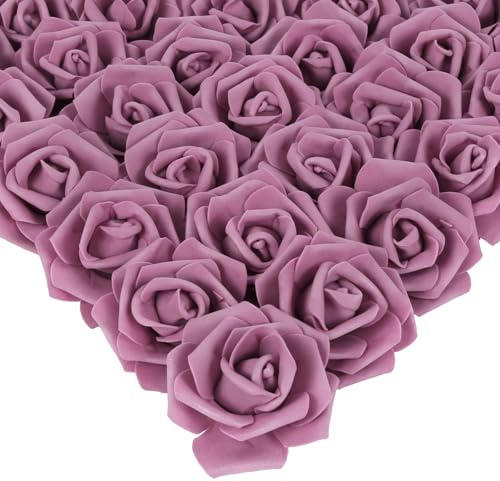 IPOPU Lot de 100 roses artificielles en mousse sans tige pour bricolage, mariage, fête prénatale, arrangements de table, tables de fête, décoration d'intérieur (rose poudré)