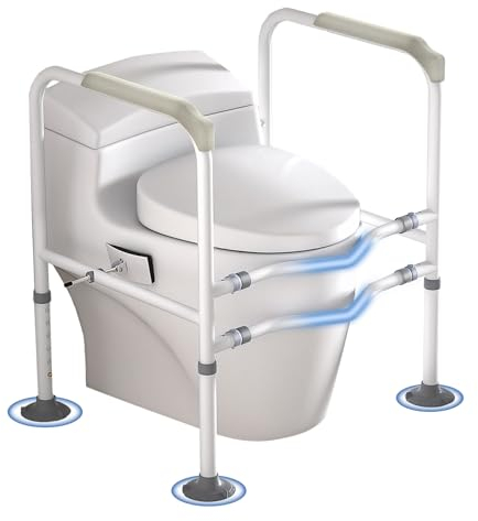Froadp Sollevamento per WC per anziani e disabili, altezza e larghezza, regolabile, antiscivolo, con clip girevole per WC