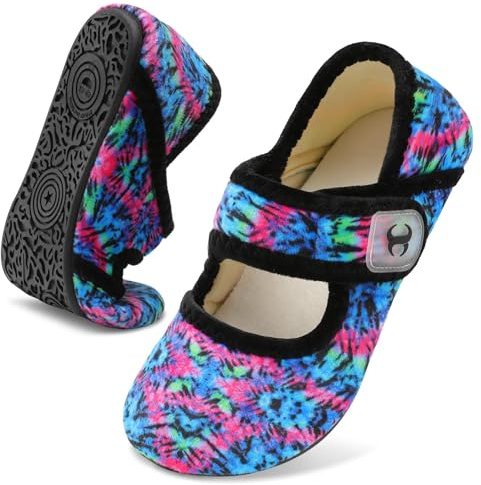JOINFREE Unisex House Slippers Lightiweight Soft Adjustable Home Slippers Non-Slip Cozy Wide Slipper Socks Multicolor 6.5 UK