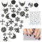 50PCS Cross Nail Art Charms 3D Punk Metal Nail Decorations for Women & Girls, 50PCS Antique Silver DIY Manicure Accessories, Gothic Rose, Studs, Rivets, Hearts, Stars, Ornaments for Nail Design
