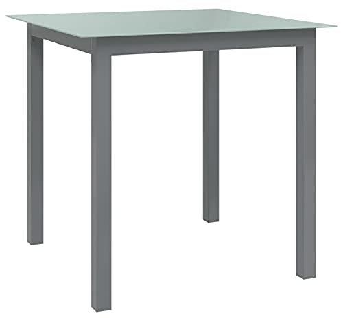 Gecheer Table de jardin anthracite 80 x 80 x 74 cm en aluminium et verre, table basse, table de jardin rectangulaire, table d'extérieur, table de jardin, table, table de balcon, table de balcon