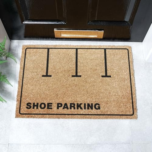 Artsy Mats - Shoe Parking Doormat - Made from Tufted Coconut Fibre - Non-Slip Natural Rubber Backed Door Mats Indoor - Heavy Duty, Decorative Outdoor Mats (60x40cm)
