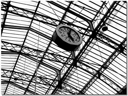 Glücksvilla - Zeit im Bahnhof - div. Maße (Leinwand-Bild 5 cm, 120 x 90 cm) aus DE - Kunstdruck XXL Deko-Wandbild quer - Uhr Zug Zeit Ziffer Hamburg Berlin Paris
