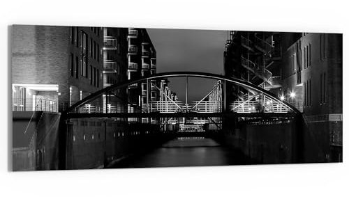 DEQORI Glasbild Echtglas | Motiv Brücken bei Nacht | horizontal einteilig 150x60 cm | schöne Dekoration | Wandbild für Wohnzimmer, Schlafzimmer, Flur & Küche | moderne Wanddeko