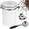 ZONJIE Boîte à café hermétique - - En acier inoxydable -Avec cuillère doseuse, valve CO2 et date - Pour café moulu et grains de café moulu (blanc, 1.8L)