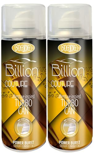 Billion Couture Turbo Car Air Freshener Spray – Powerful, Strong & Long Lasting Odour Eliminating Amber Spice Scent – Interior Freshener & Essential Car Accessories for Men and Women – 400ml, 2 Pack