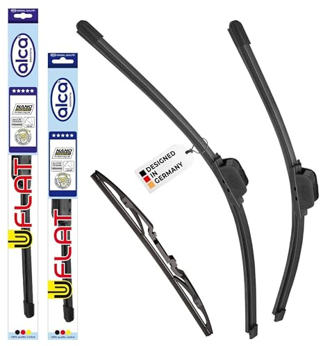 alca® Scheibenwischer Komplettset für KIA PICANTO II | 05.2011 - 05.2017, U-FLAT Flachbalkenwischer, flaches Design, Flexibel, Nanographitbeschichtung