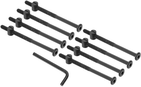 PATIKIL M6 x 100mm Bunk Bed Bolts, 8 Pack Hex Drive Socket Cap Barrel Screws Bolt Nuts Assortment Kit with 1Pcs Wrench for Furniture Bed, Black
