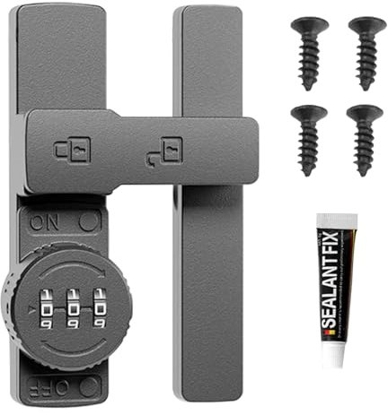 Reixuier Verrou Porte Coulissante,180° Verrou Porte Interieure avec Mot De Passe Alliage de Zinc Boucle à Angle Droit,avec Vis Et Colle,Convient pour la Cuisine,Salle de Bain (Gris 180 degrés)