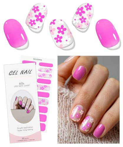 JMEOWIO Unghie Gel Adesive UV Fiore Rosa Trasparente Smalto Adesivo per Unghie Gel Nail Stickers Decorazioni Unghie Nail Art Disegni