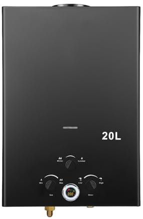 Scaldacqua istantanea a gas 20 l, con accensione della batteria, scaldabagno senza serbatoio con display digitale, multi-protezione [classe energetica A]