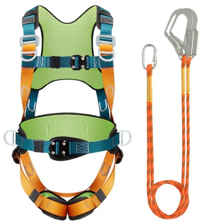 Auffanggurt Für Absturzsicherung - Auffanggurt Set Mit Stoßdämpfender Verbindungsleine - Schnellverschluss-System & Outdoor-Ausrüstung Für Schutz Bei Outdoor-Sportaktivitäten