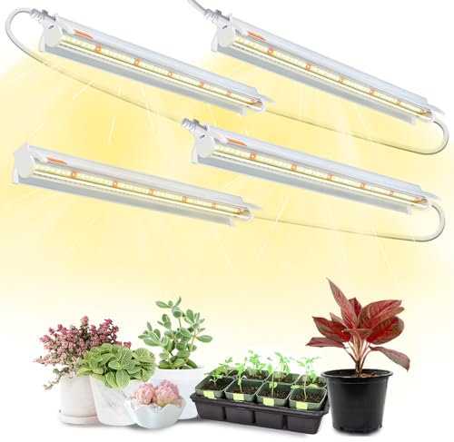 4er-Pack (10W x4) Pflanzenlampen für den Innenbereich, 42 cm lang, Vollspektrum T5 Wachstumslampen für Zimmerpflanzen, 4000K Weiß LED Wachstumslampe mit Reflektoren für Regale/Regale