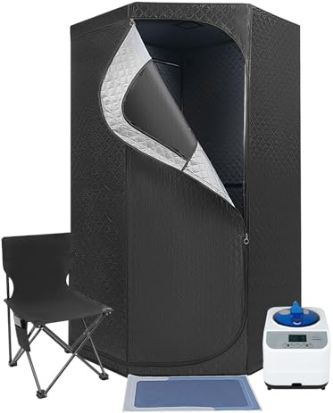 Dampfsauna Tragbar 1350W Heimsauna mit 3L Dampfgenerator, Mobile Sauna mit Fernbedienung, Dampfsauna-Box mit Fernbedienung, Indoor-Sauna-Set für zu Hause 9 Temperaturstufen