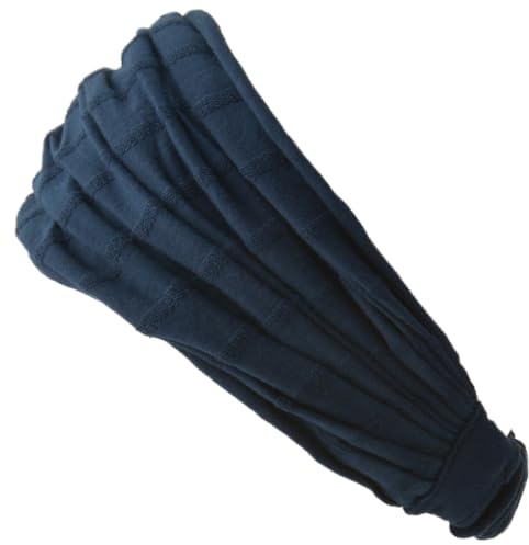 CHARM Baumwolle Haarband Stirnband Bandana Kopftuch, Marineblau | Unisex, Weich, Breites Sommer Kopf Tuch, Chemo Headband, Japanischer Stil