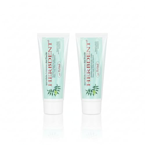 Herbdent Ayurvedische Zahncreme Xylitol, Fluoridfrei, Mentholfrei, 2x 80ml