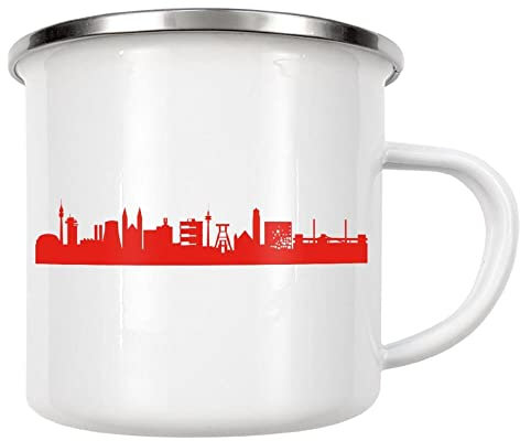 artboxONE Emaille Tasse Ruhrpott 03 Monochrom Tangerine von 44spaces - Emaille Becher Städte