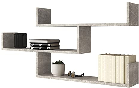 Mirjan24 Wandregal Trino 003, Buchregal, Dekoregal Wandboard, Hängeregal, Wandschrank, Hängeschrank, Regal (Beton)